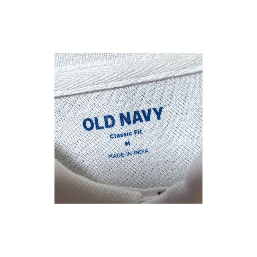 Old Navy White Polo Shirt with Black Trim – Men’s Size Medium - Picture 4 of 4